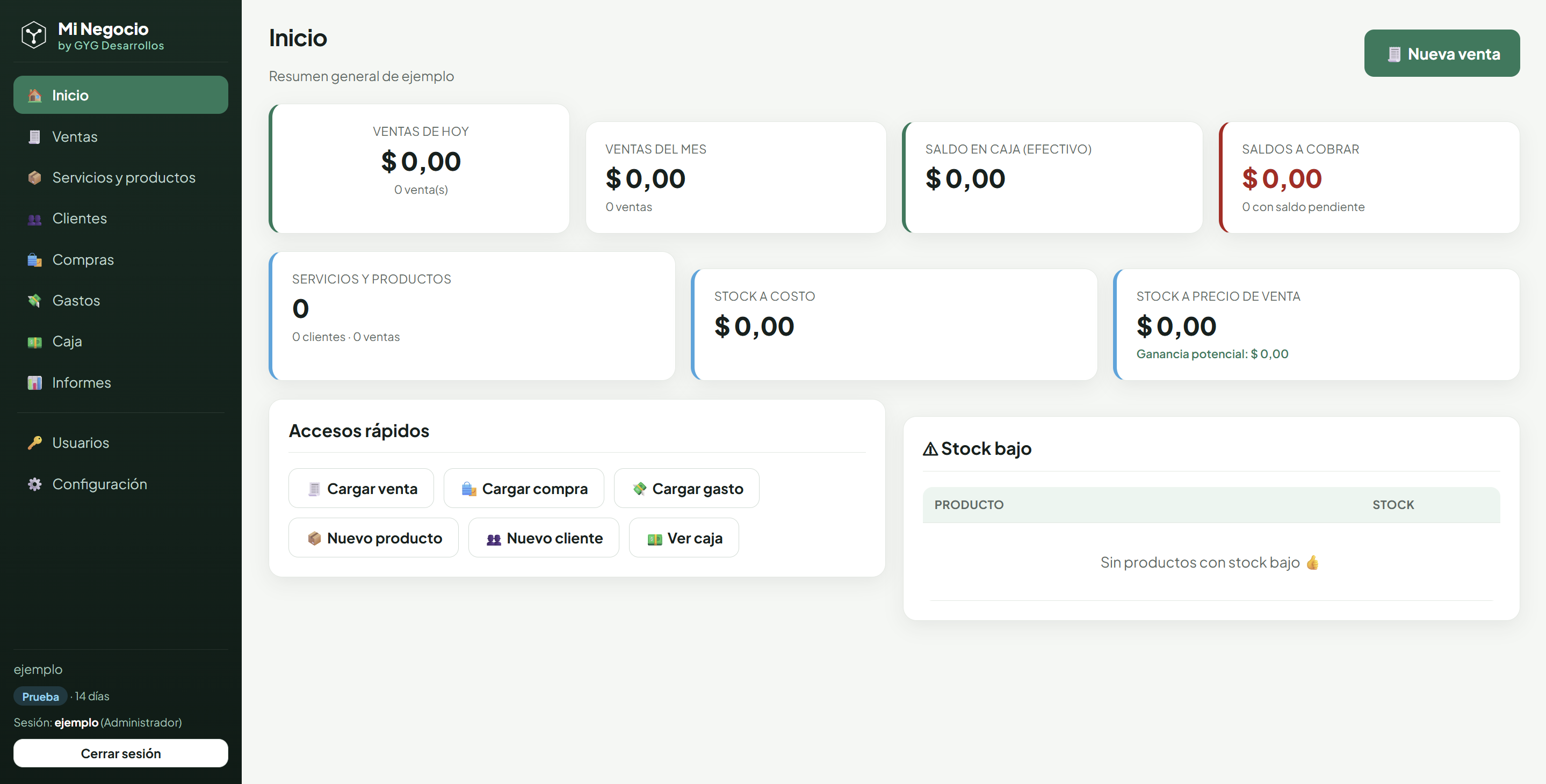 MiNegocio — sistema de ventas