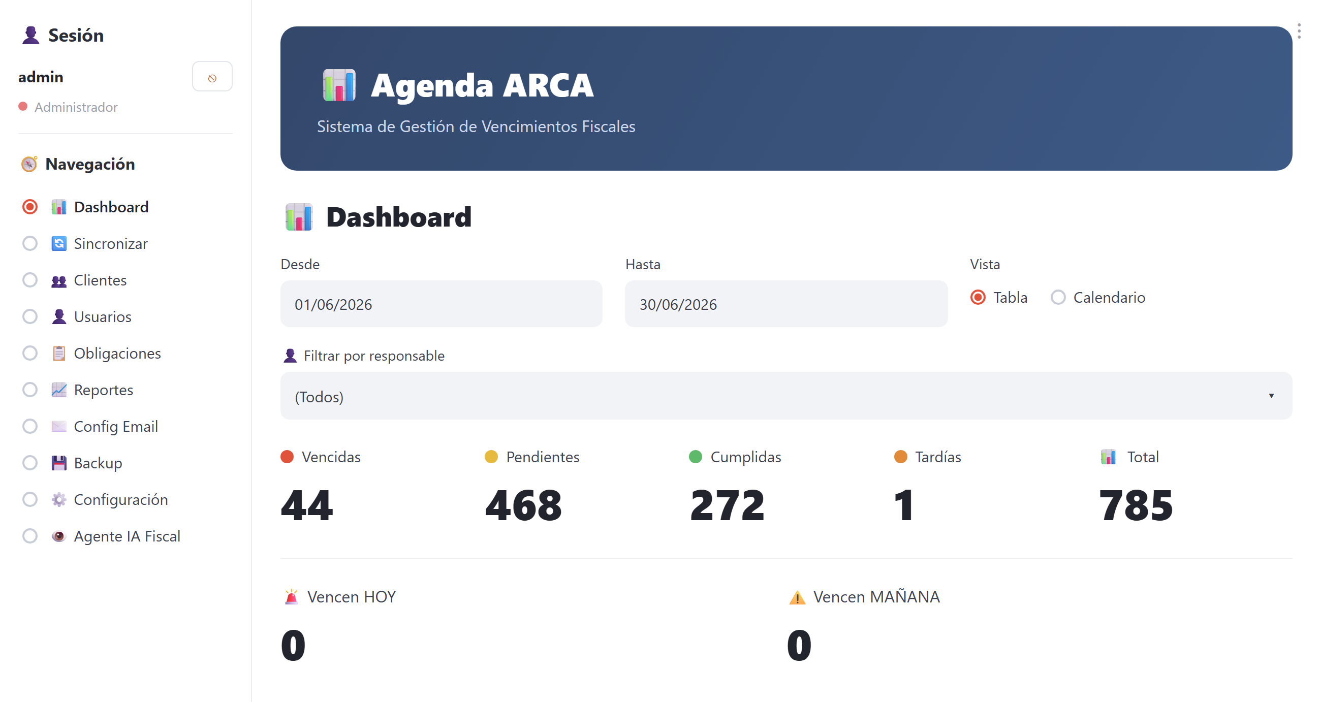 Agenda de Vencimientos — dashboard